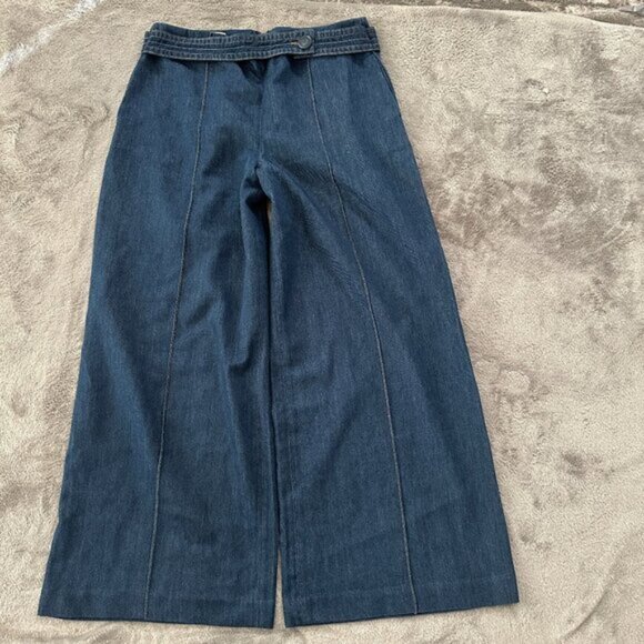 Reiss Super Wide Leg Trouser Jeans Women's US size 10 Belted High Rise - Picture 1 of 11